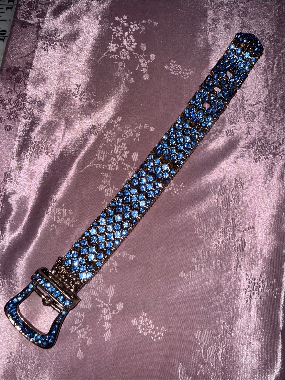 Blue Crystal Women's Rhinestone bracelet expandable as in stretchy